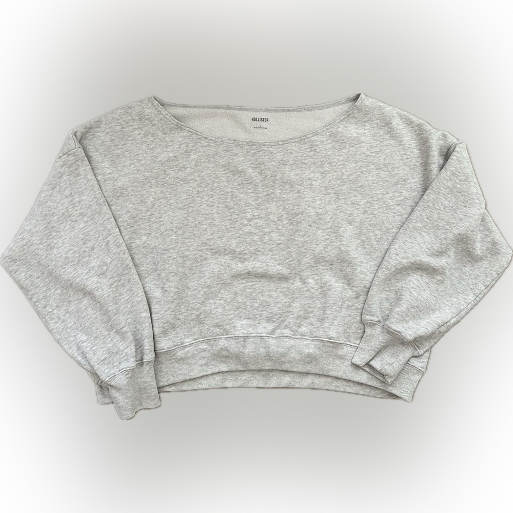*READ DESC* Hollister Easy Off-the-Shoulder Sweatshirt Light Heather Gray Size L